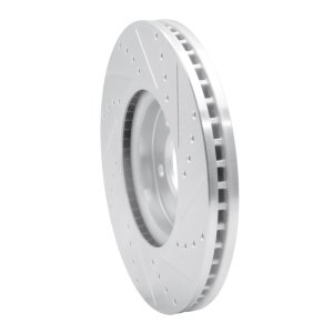 Jaguar S-Type Brake Rotor (1) - Front Left - R1 Concepts - Drilled & Slotted - Silver - `06-`08